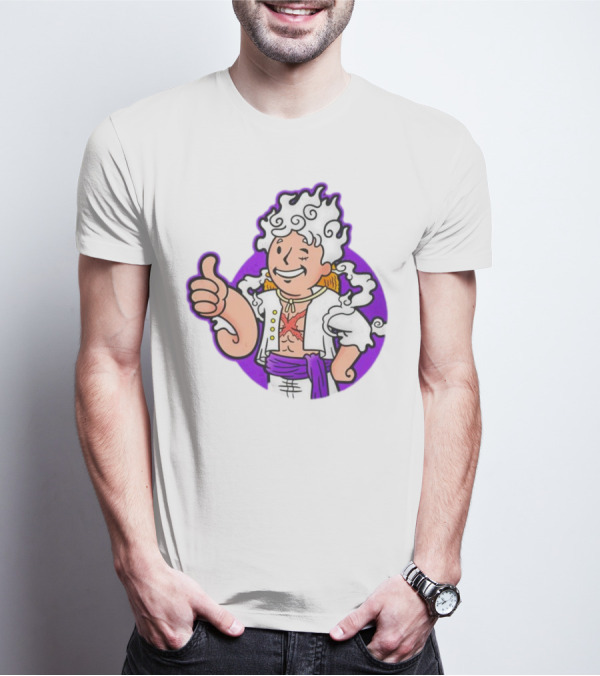 Luffy Sun God Boy Nika One Piece Vault Boy Mashup T-Shirt