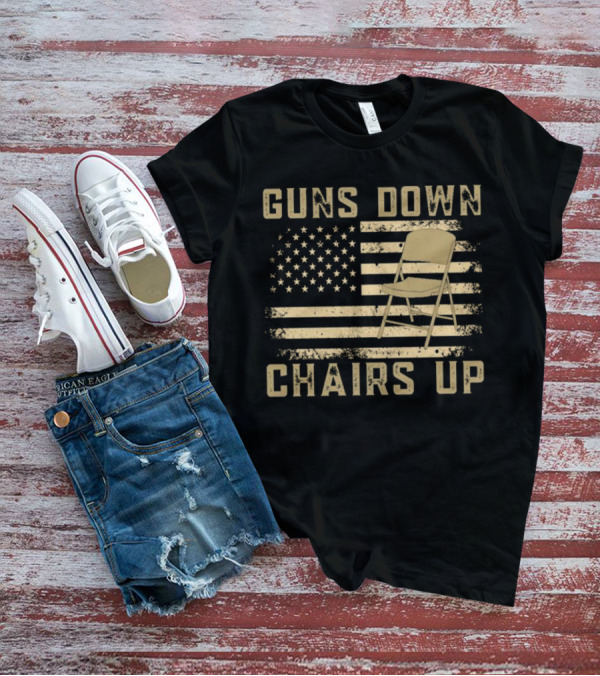 Guns Down Chairs Up American Flag Montgomery Alabama Brawl T-Shirt