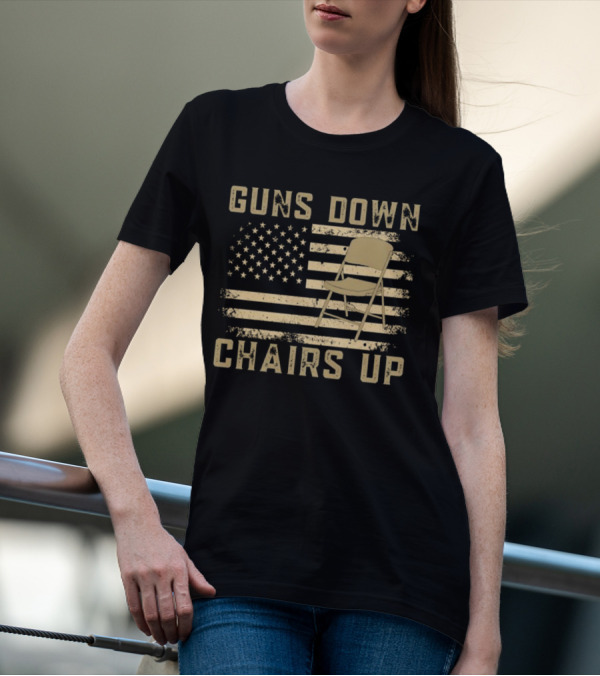Guns Down Chairs Up American Flag Montgomery Alabama Brawl T-Shirt