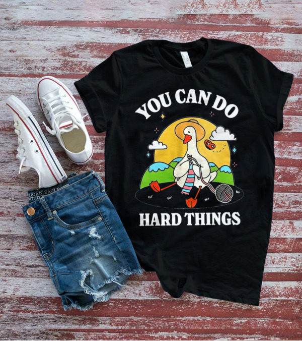 Duck You Can Hard Things Teacher Happy Duck In Hat With Scarf And Whistle T-Shirt