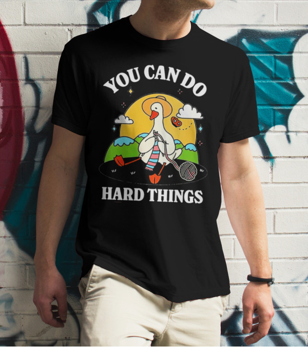 Duck You Can Hard Things Teacher Happy Duck In Hat With Scarf And Whistle T-Shirt