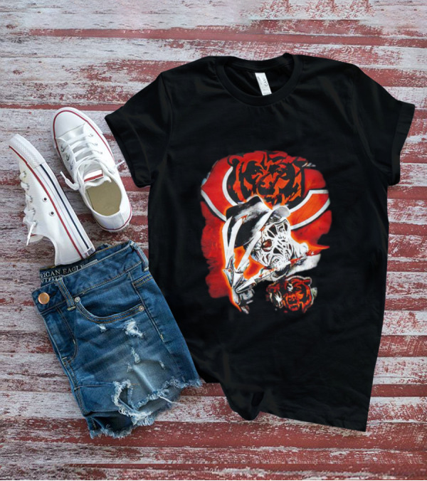 Freddy Krueger Chicago Bears Halloween Horror Crossover T-Shirt