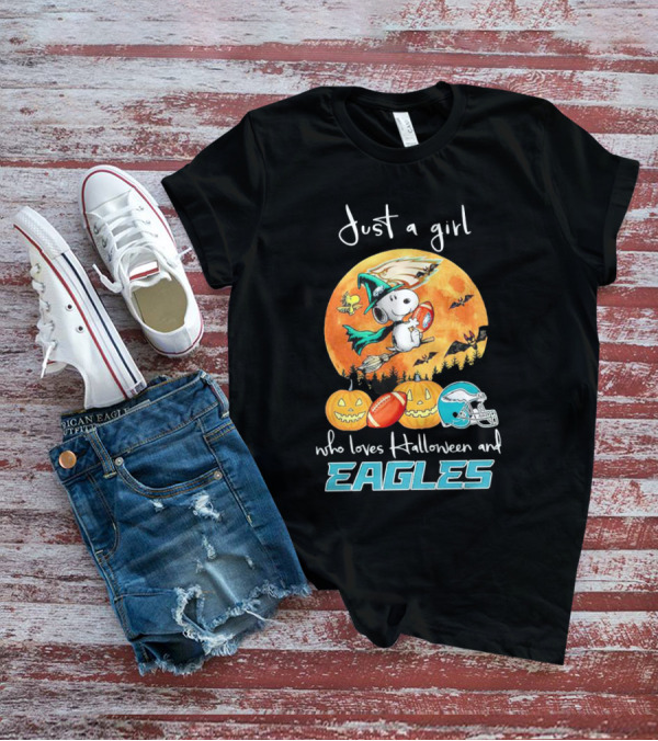 Just A Girl Who Loves Halloween And Philadelphia Eagles Snoopy T-Shirt