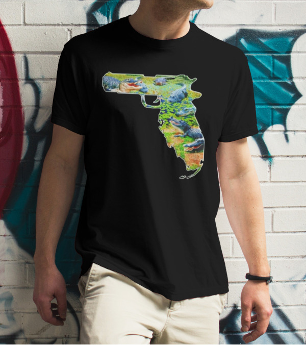 Florida Alligator Shape Gun T-Shirt