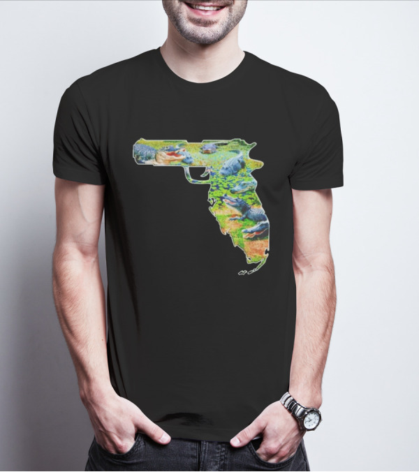 Florida Alligator Shape Gun T-Shirt