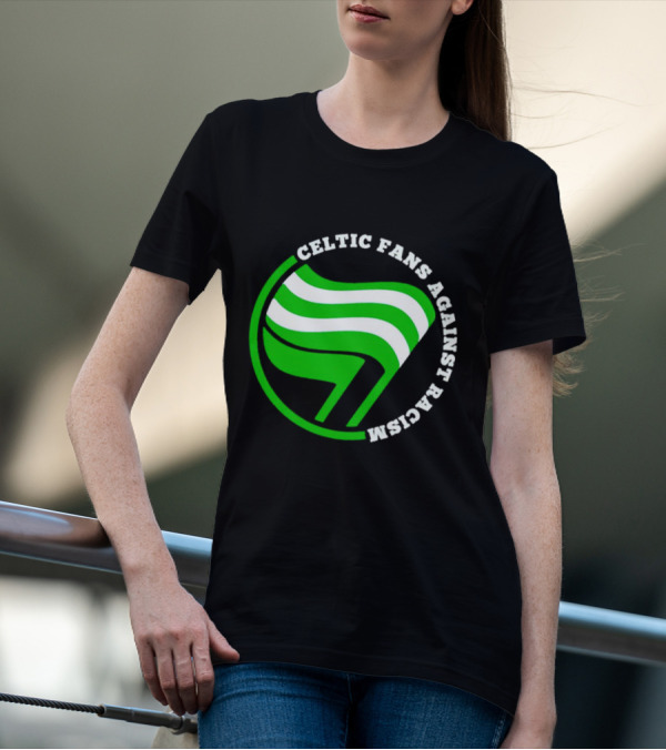 Celtic Fans Against Racism Green And White Flag T-Shirt