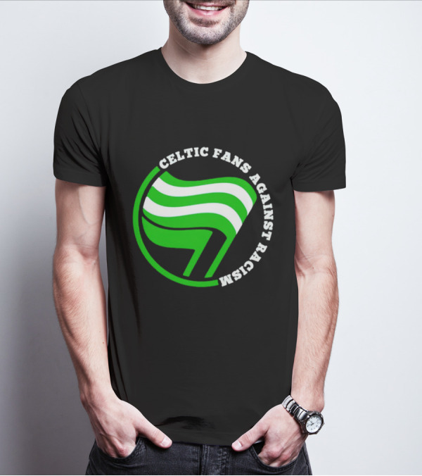 Celtic Fans Against Racism Green And White Flag T-Shirt