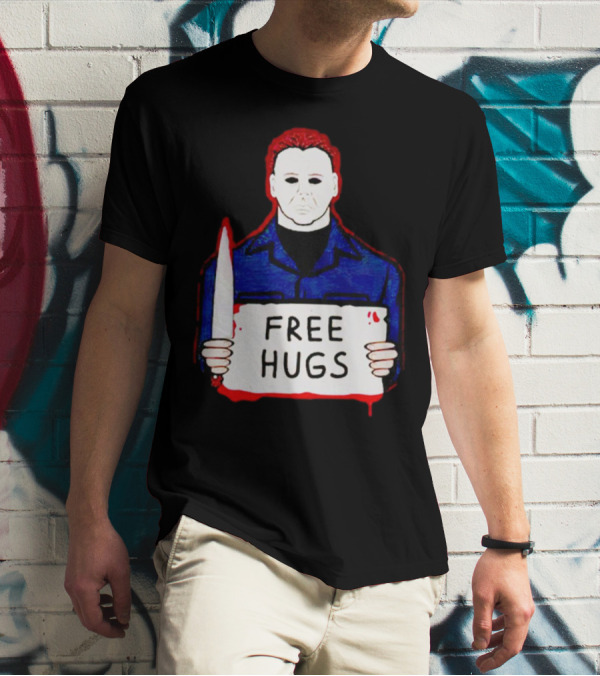 Free Hugs Michael Myers Knife Halloween Horror T-Shirt