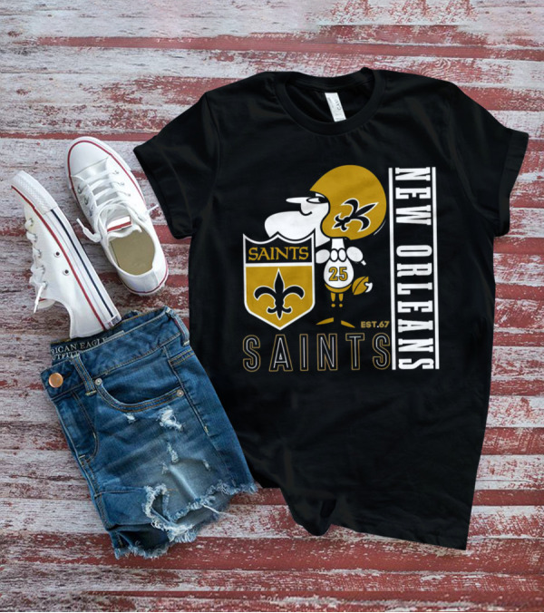 New Orleans Saints Est.67 Mascot With Shield And Fleur-de-Lis T-Shirt