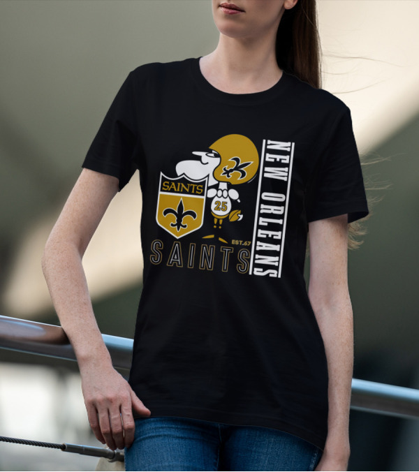 New Orleans Saints Est.67 Mascot With Shield And Fleur-de-Lis T-Shirt