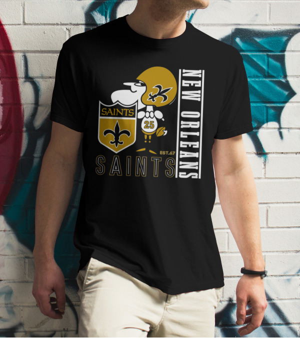 New Orleans Saints Est.67 Mascot With Shield And Fleur-de-Lis T-Shirt