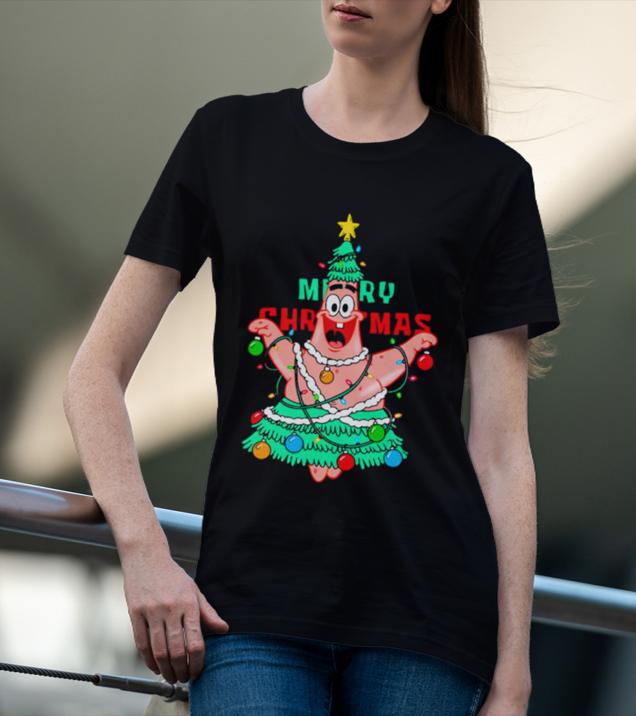 Merry Christmas Patrick Tree Holiday Lights T-Shirt