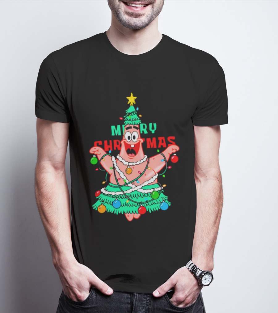 Merry Christmas Patrick Tree Holiday Lights T-Shirt