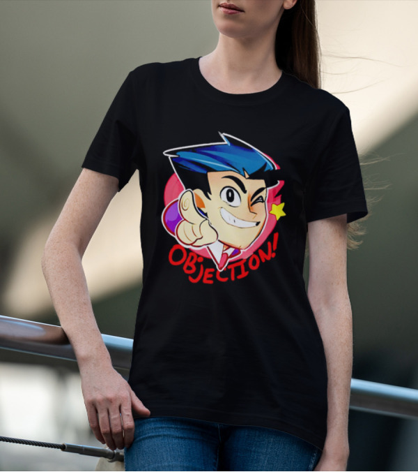 Phoenix Wright Ace Attorney Objection Winking Pose T-Shirt