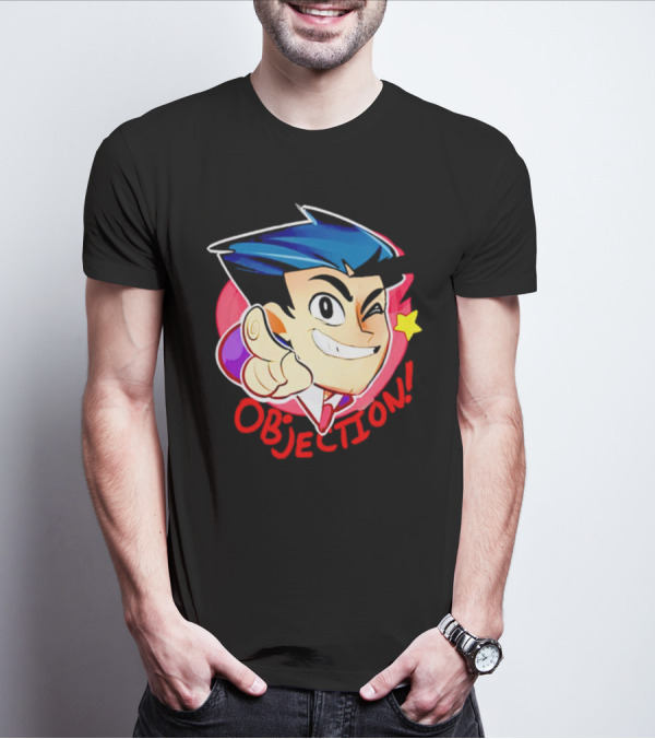 Phoenix Wright Ace Attorney Objection Winking Pose T-Shirt