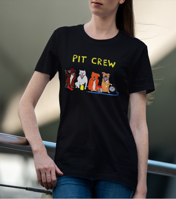 Pit Crew Pitbulls With Racing Equipment T-Shirt