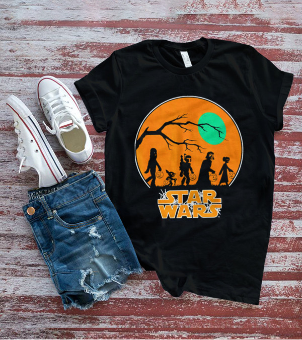 Star Wars Halloween Trick-or-Treating Silhouette Moon T-Shirt