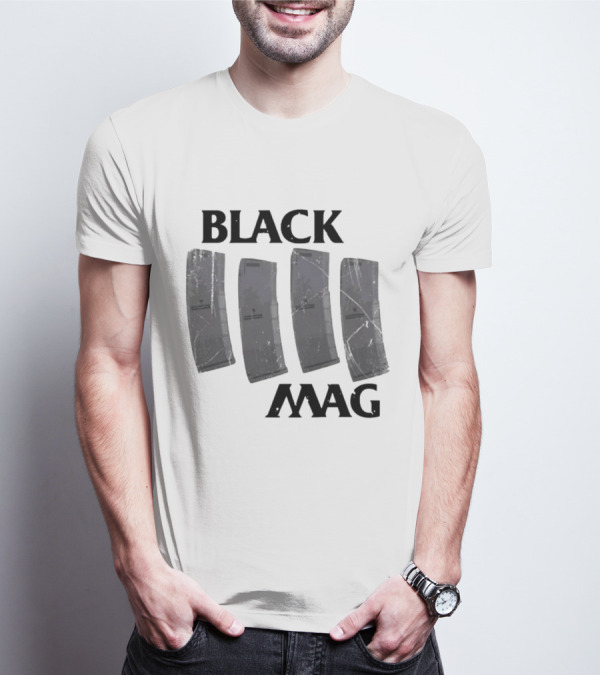 BLACK MAG Scratched And Weathered Magazines T-Shirt