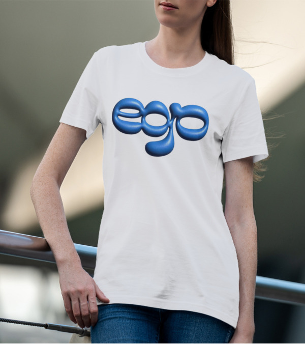 Ego Logo Blue Text T-Shirt