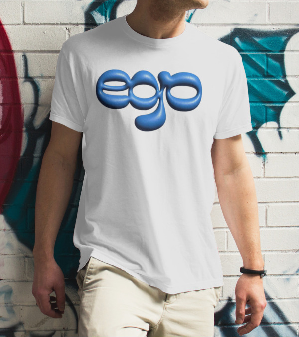 Ego Logo Blue Text T-Shirt