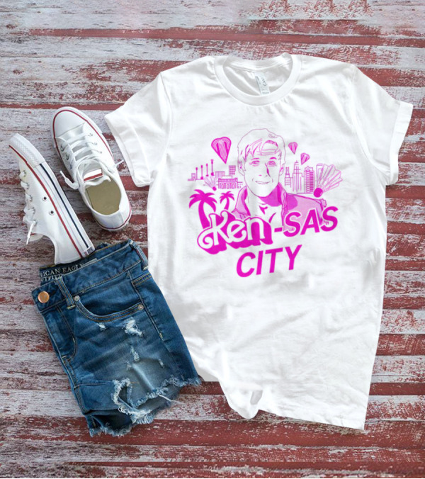 Ken-sas City Retro Neon Style Palm Trees And Hot Air Balloons T-Shirt