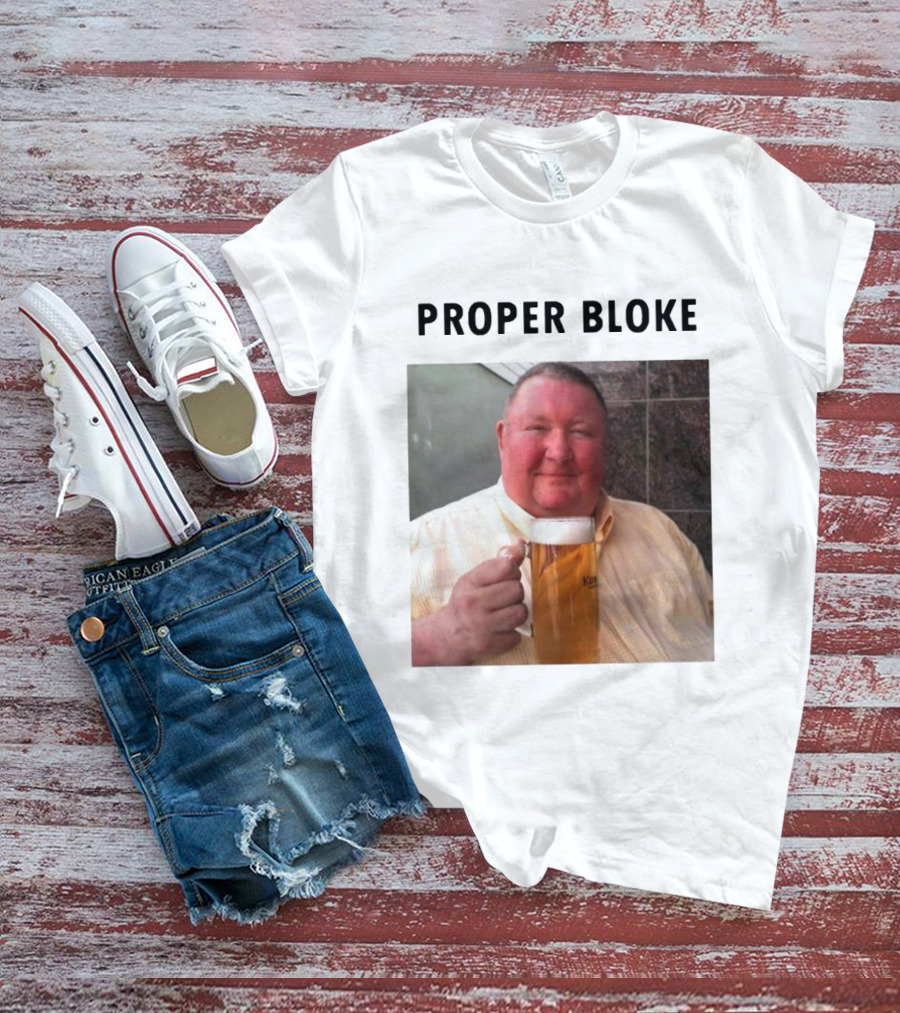 Proper Bloke Holding Beer With Contented Expression T-Shirt