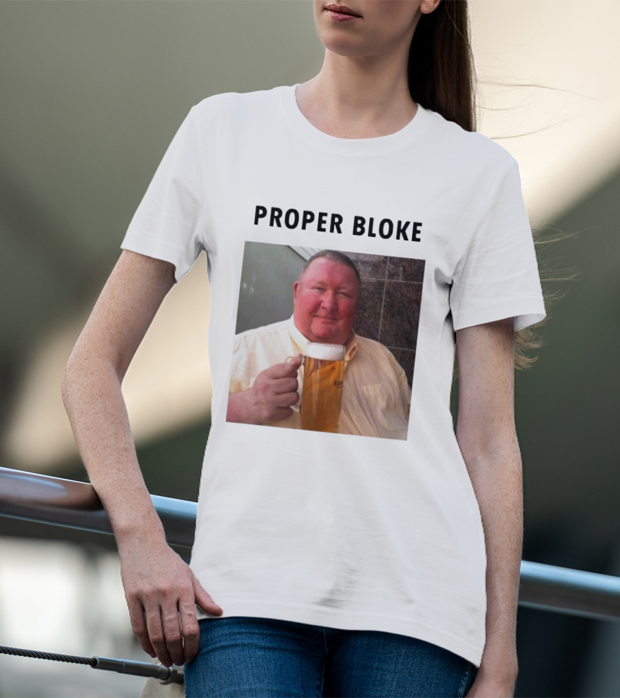 Proper Bloke Holding Beer With Contented Expression T-Shirt