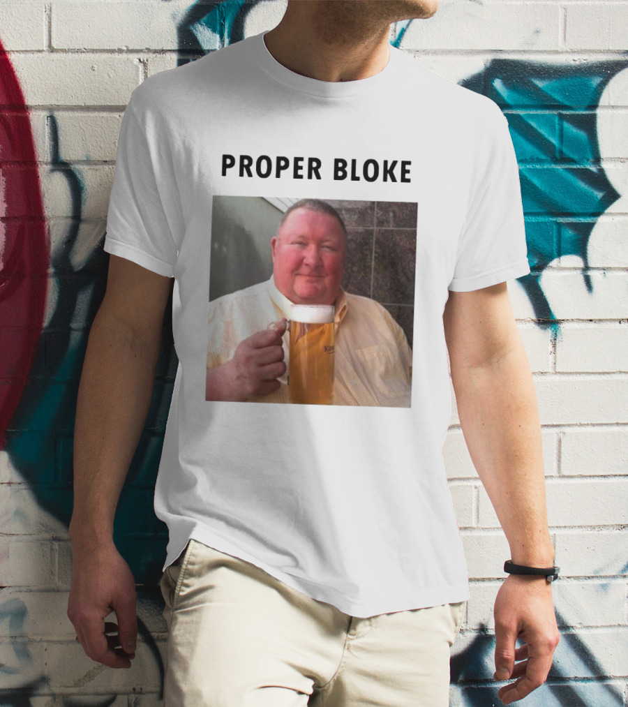 Proper Bloke Holding Beer With Contented Expression T-Shirt