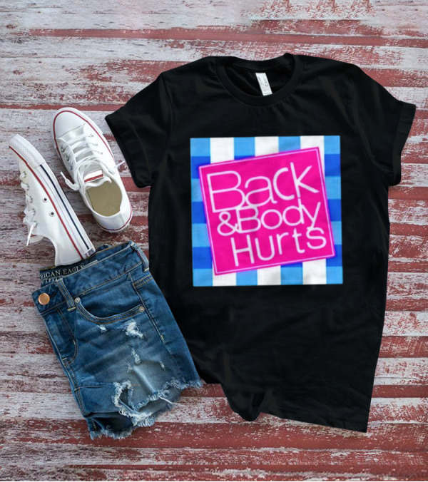 Back And Body Hurts Pink Square Blue Checkered T-Shirt