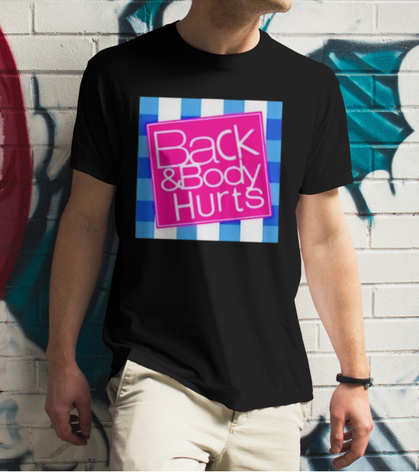 Back And Body Hurts Pink Square Blue Checkered T-Shirt