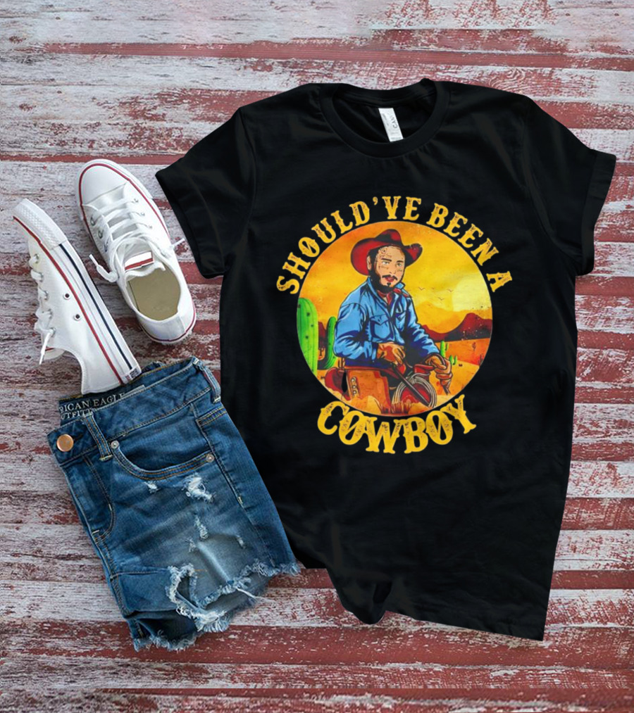 Should’ve Been A Cowboy Vintage Desert Scene With Cactus And Mountains T-Shirt