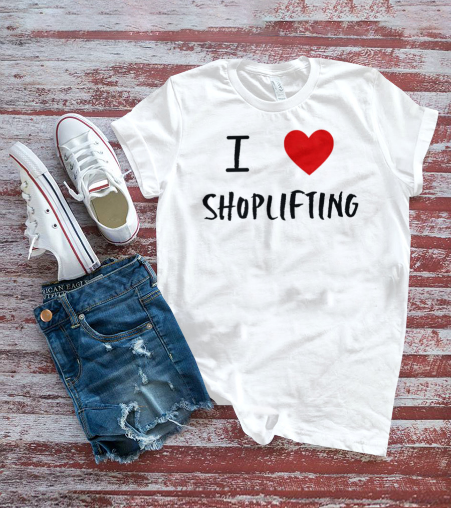 I Love Shoplifting Heart T-Shirt
