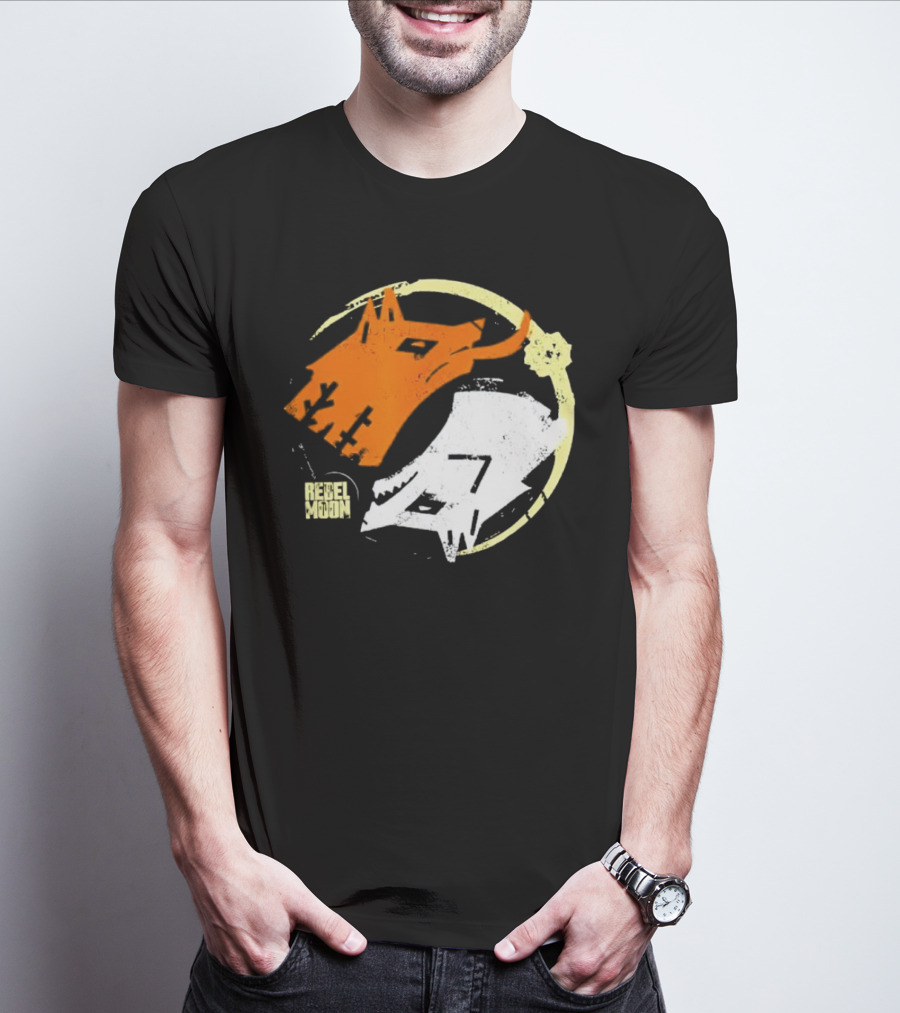 Rebel Moon Wolf Head Yin Yang T-Shirt