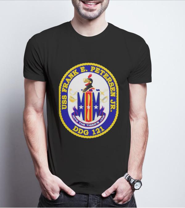 USS Frank E Petersen Jr DDG 121 Crest Into The Tiger's Jaw T-Shirt