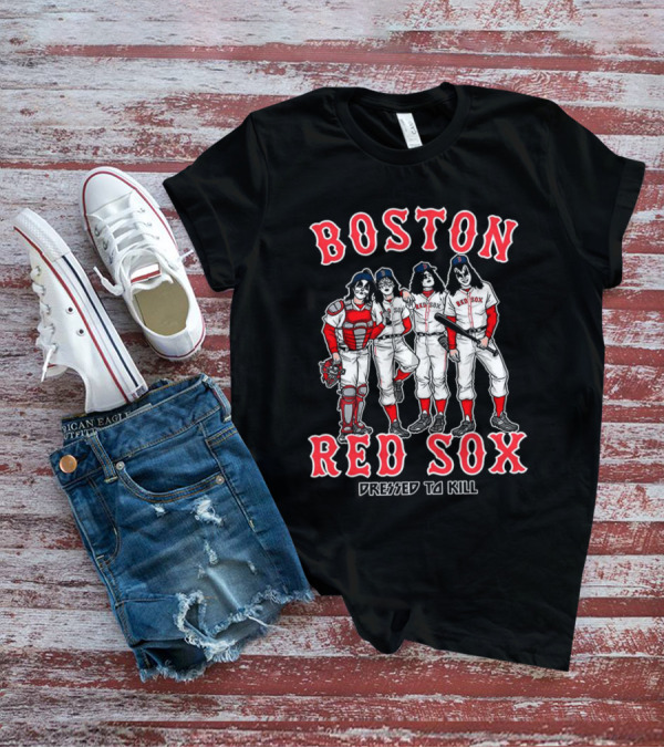 Boston Red Sox Kiss Band Members Dressed To Kill T-Shirt