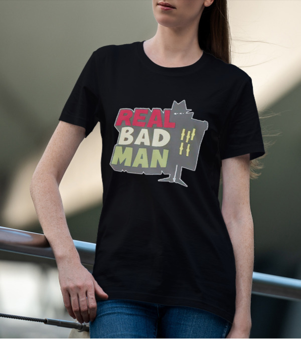 Real Bad Man With Iconic Silhouette And Stripes T-Shirt
