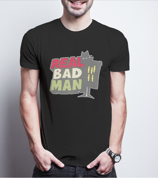 Real Bad Man With Iconic Silhouette And Stripes T-Shirt