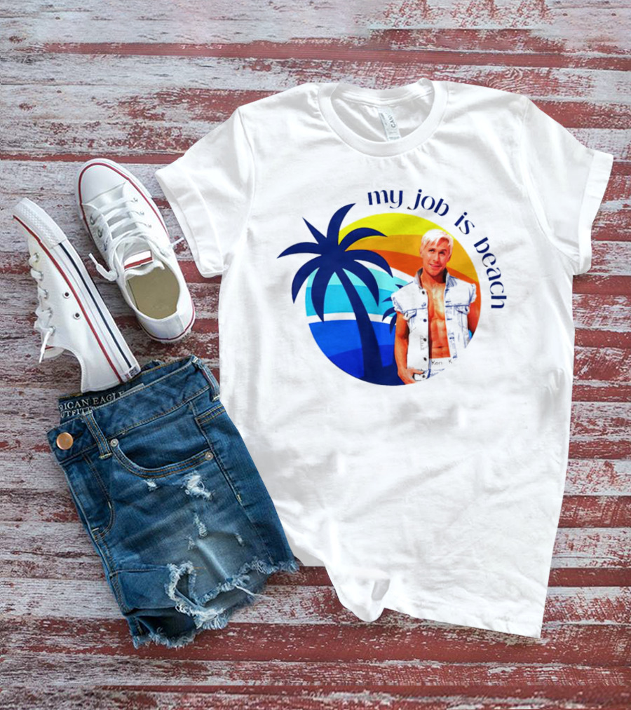 Barbie My Job Is Beach Ken Sunset Palm Tree T-Shirt