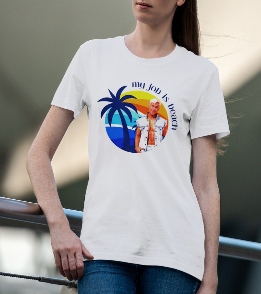 Barbie My Job Is Beach Ken Sunset Palm Tree T-Shirt