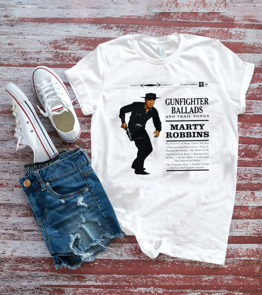 Marty Robbins Gunfighter Ballads And Trail Songs Album Cover Art Columbia T-Shirt