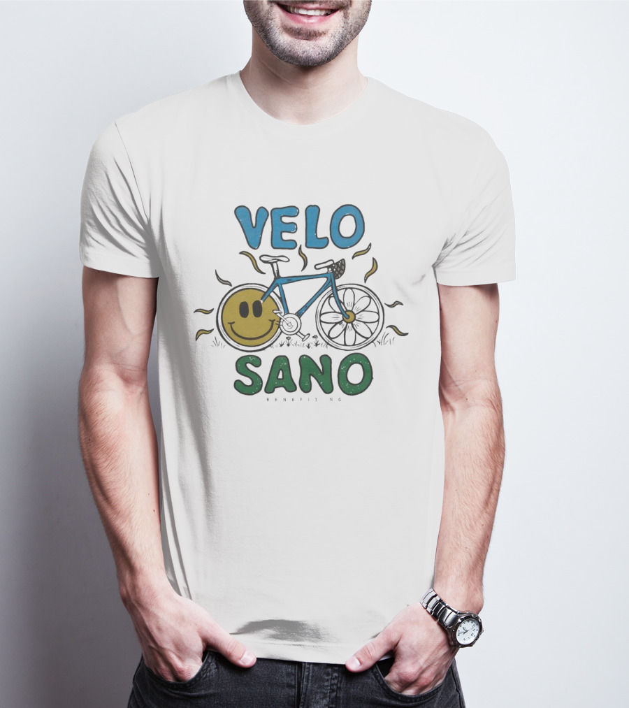 VELO SANO Yellow Smile Bike Sun Motif T-Shirt