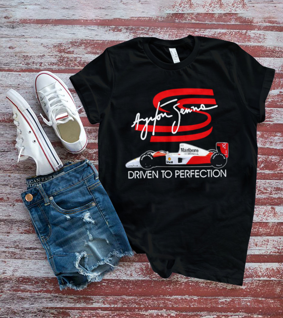 Ayrton Senna Driven To Perfection Marlboro Racing Car T-Shirt