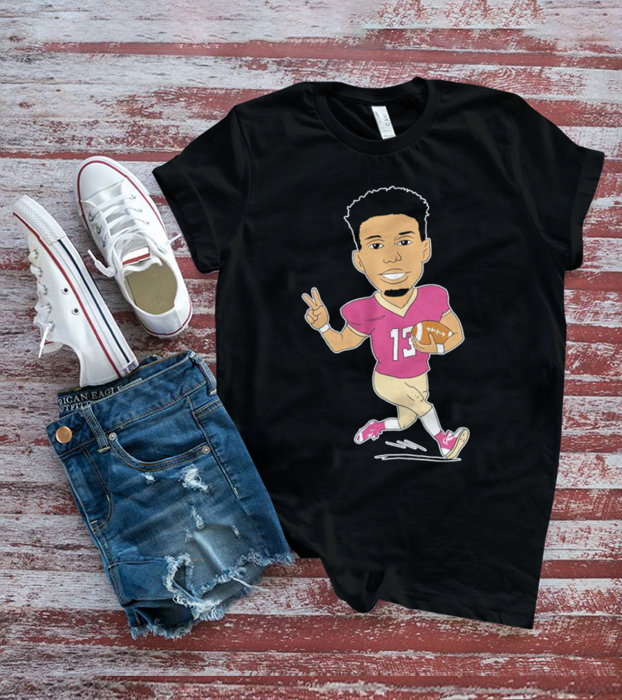 Jordan Travis Cartoon Character Football Peace Sign T-Shirt