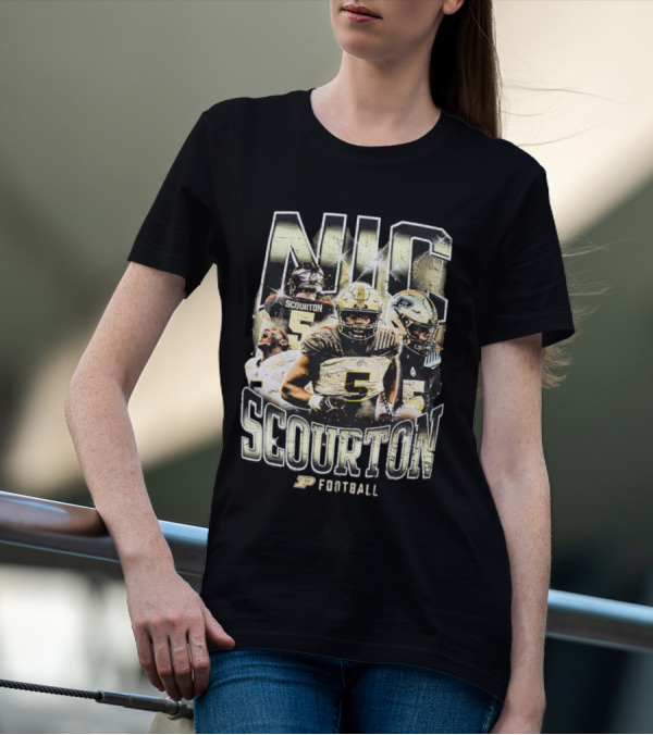 Nic Scourton Purdue Football Vintage Boilermakers Players Montage T-Shirt
