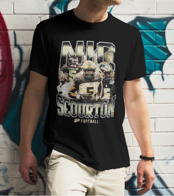 Nic Scourton Purdue Football Vintage Boilermakers Players Montage T-Shirt