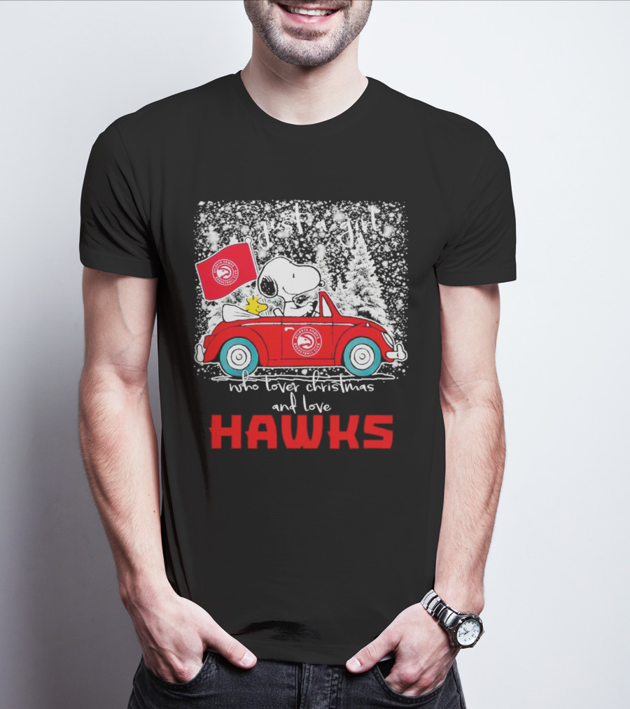 Just A Girl Who Loves Christmas And Atlanta Hawks Snoopy And Woodstock Car T-Shirt
