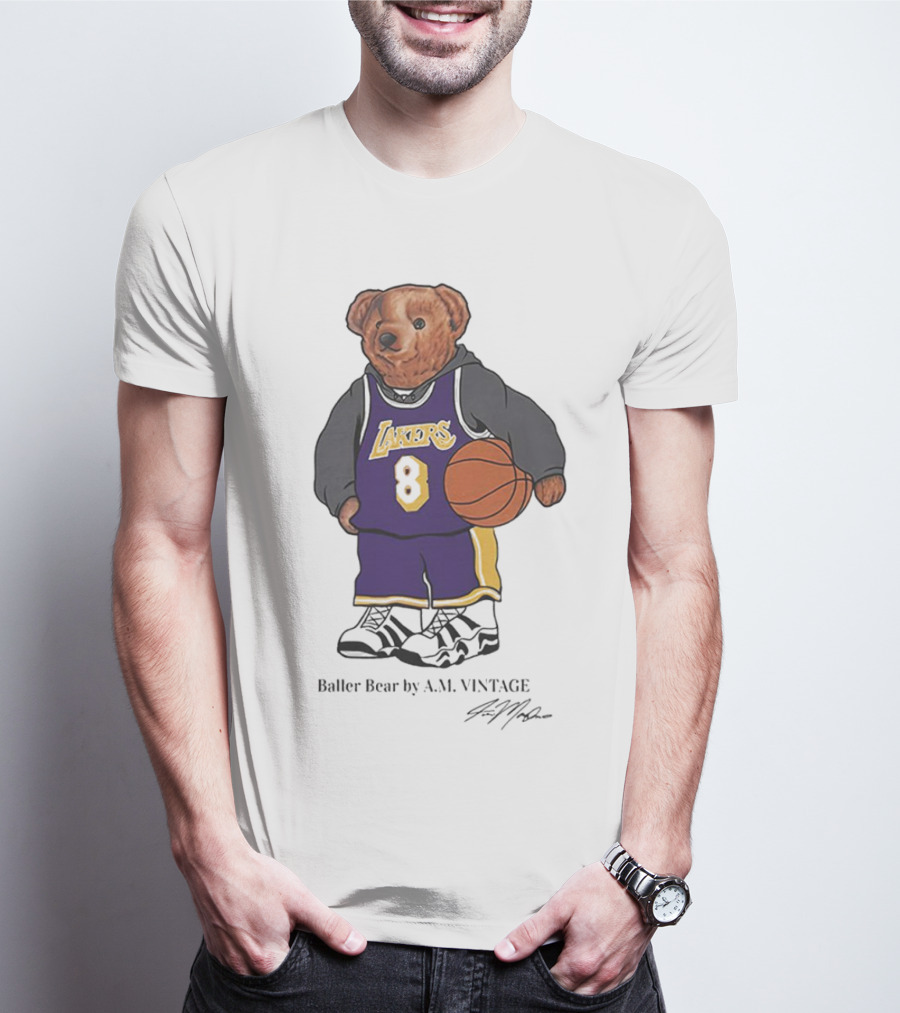 Lakers Baller Bear Kobe Bryant Champion Number 8 T-Shirt