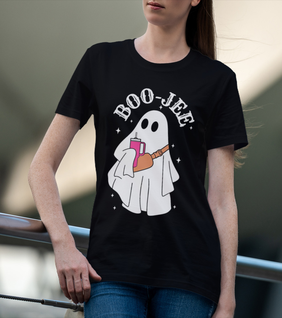 BOO-JEE Ghost With Drink Halloween T-Shirt
