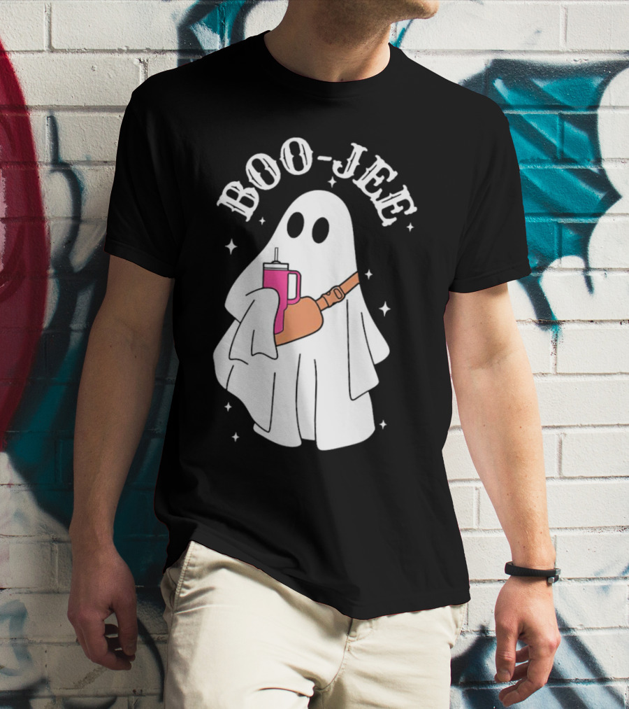 BOO-JEE Ghost With Drink Halloween T-Shirt