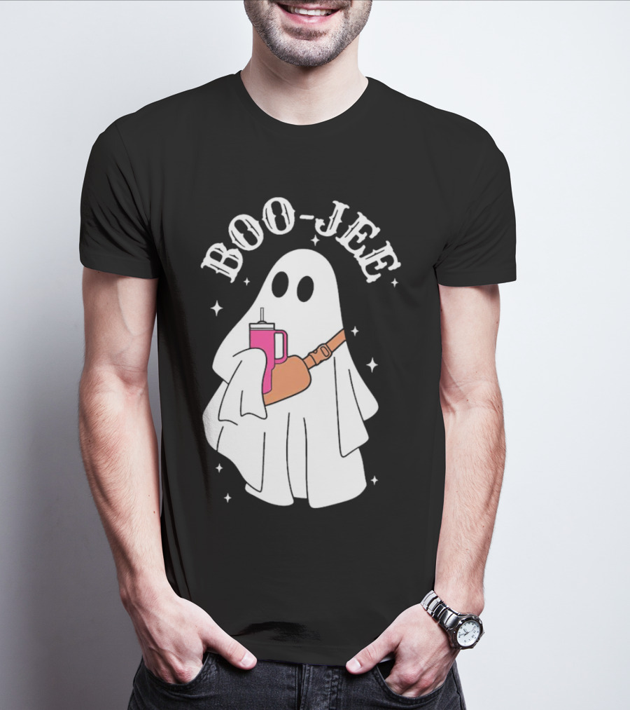 BOO-JEE Ghost With Drink Halloween T-Shirt